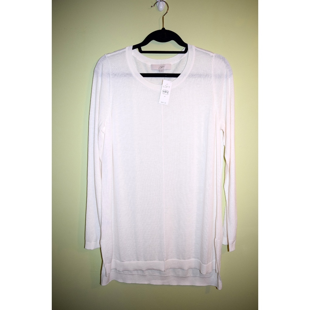 LOFT TUNIC SWEATER long boyfriend top ivory ~ NEW!